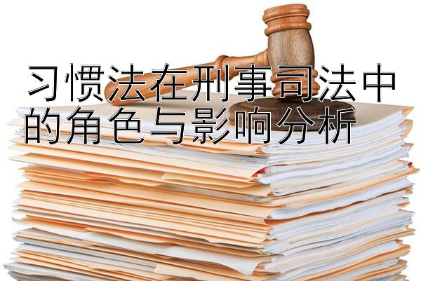 习惯法在刑事司法中的角色与影响分析