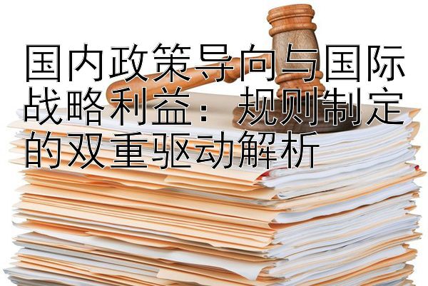 国内政策导向与国际战略利益：规则制定的双重驱动解析